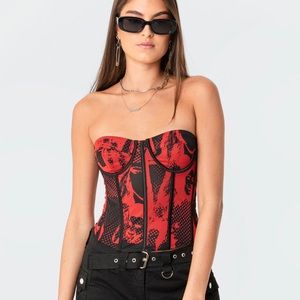 EDIKTED RED AND BLACK CORSET (SIZE MEDIUM, WORN ONCE)